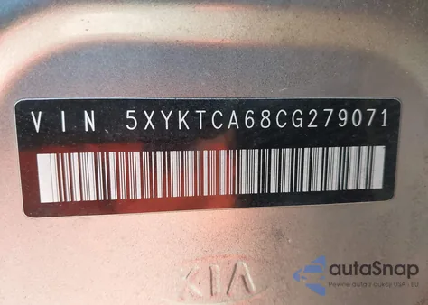 2012 Kia Sorento Lx z USA, uszkodzony, nr VIN 5XYKTCA68CG279071